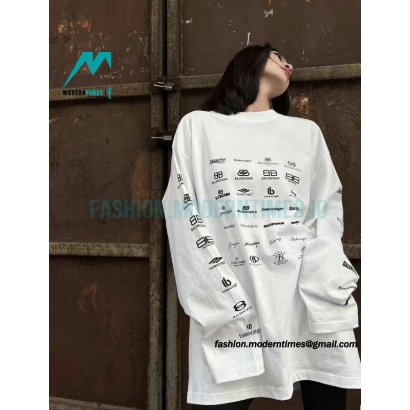 Balenciaga - Long-sleeved T-shirts Covered In Classic Logos