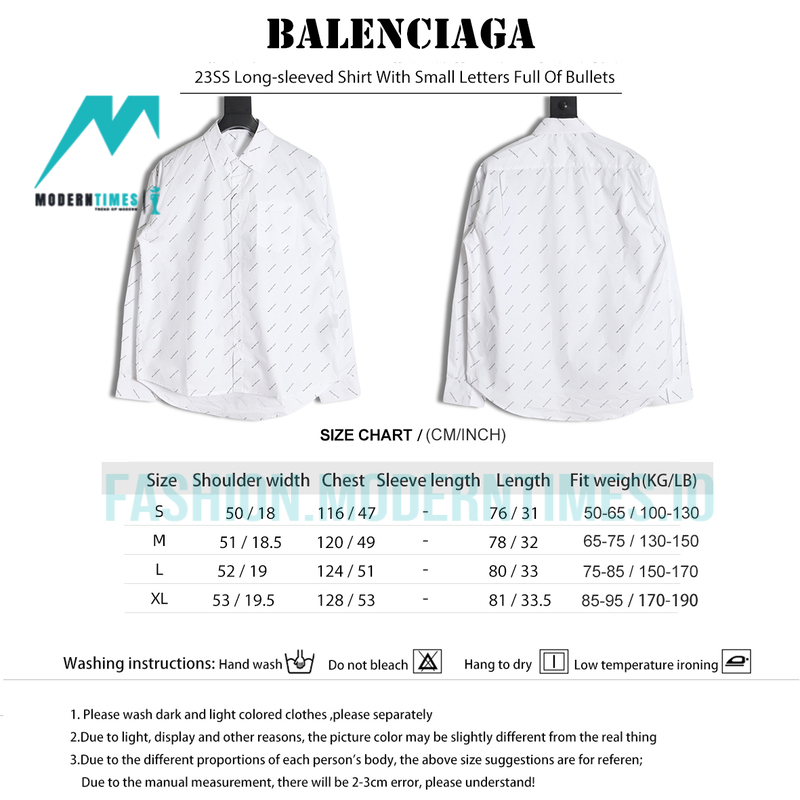 Balenciaga - 23SS Long-sleeved Shirt With Small Letters Full Of Bullets