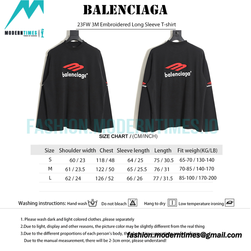Balenciaga - 23FW 3M Embroidered Long Sleeve T-shirt