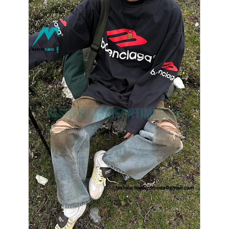 Balenciaga - 23FW 3M Embroidered Long Sleeve T-shirt