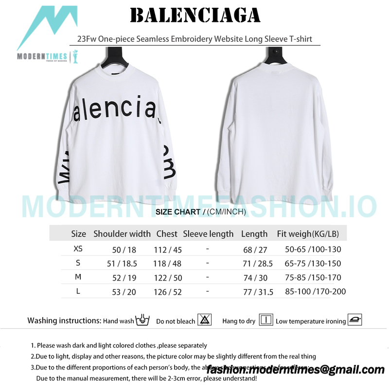 Balenciaga - 23Fw One-piece Seamless Embroidery Website Long Sleeve T-shirt