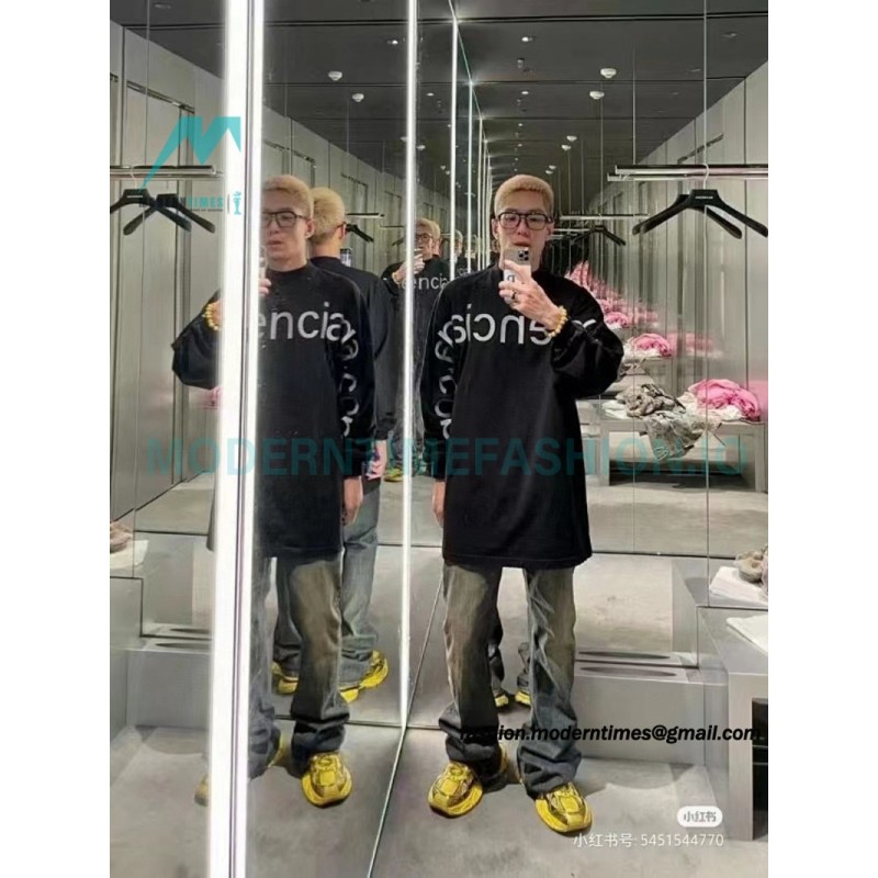 Balenciaga - 23Fw One-piece Seamless Embroidery Website Long Sleeve T-shirt