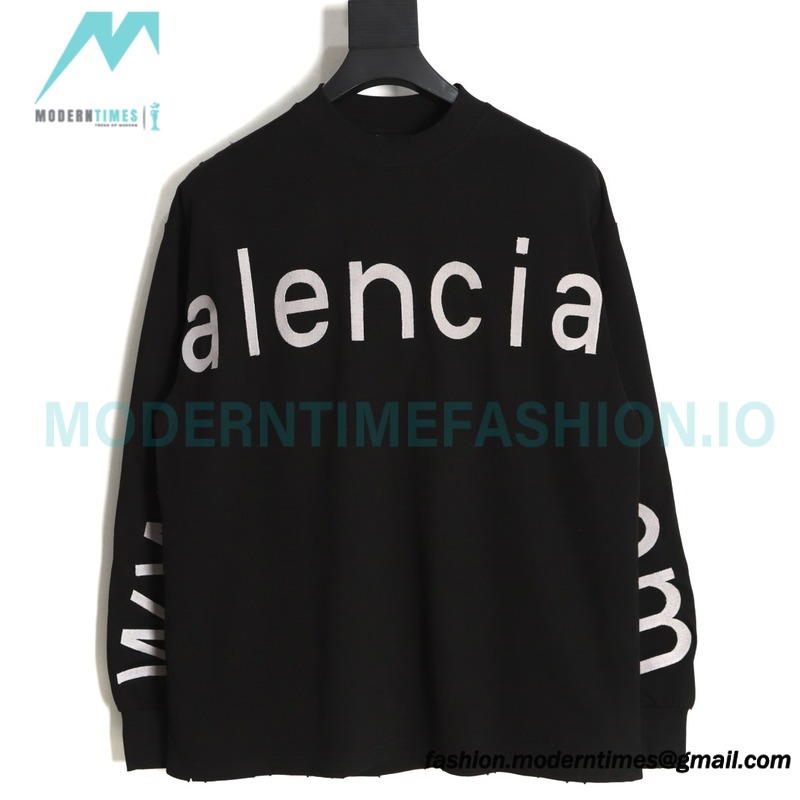 Balenciaga - 23Fw One-piece Seamless Embroidery Website Long Sleeve T-shirt