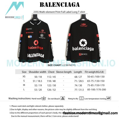 Balenciaga - 23SS Multi-element Print Full Label Long T-shirt