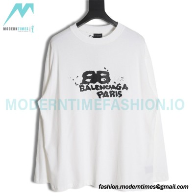 Balenciaga - Graffiti Double B Print Long Sleeve T-shirt