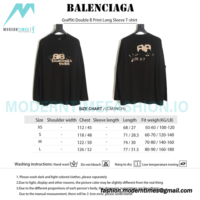 Balenciaga - Graffiti Double B Print Long Sleeve T-shirt