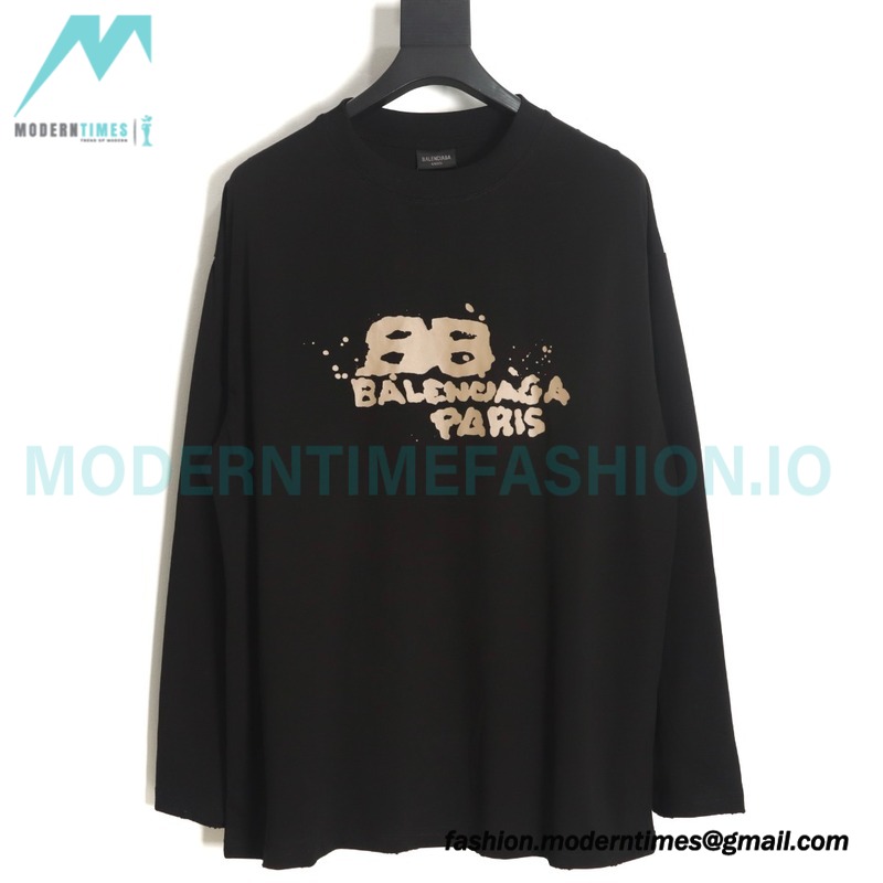 Balenciaga - Graffiti Double B Print Long Sleeve T-shirt