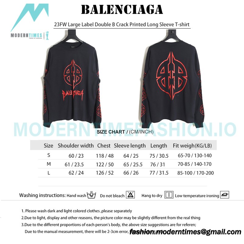 Balenciaga - 23FW Large Label Double B Crack Printed Long Sleeve T-shirt