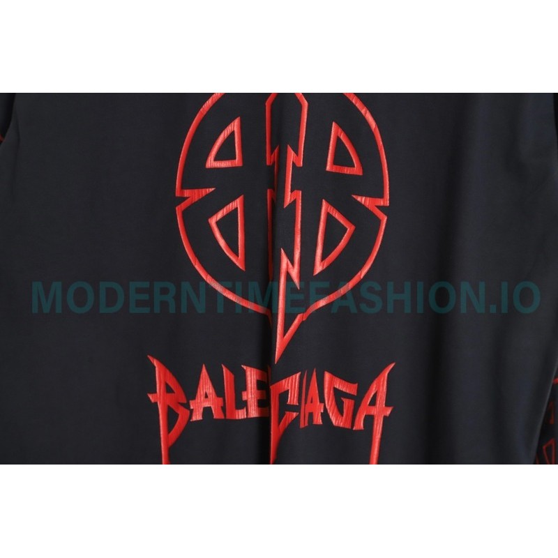 Balenciaga - 23FW Large Label Double B Crack Printed Long Sleeve T-shirt