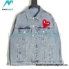 Comme Des Garcons - Denim Jacket With Big Hearts In Red