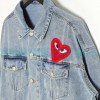Comme Des Garcons - Denim Jacket With Big Hearts In Red