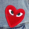 Comme Des Garcons - Denim Jacket With Big Hearts In Red