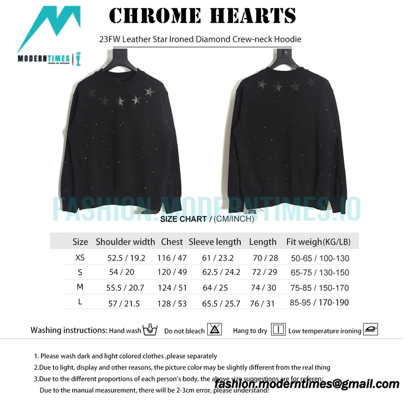 Chrome Hearts - 23FW Leather Star Ironed Diamond Crew-neck Hoodie