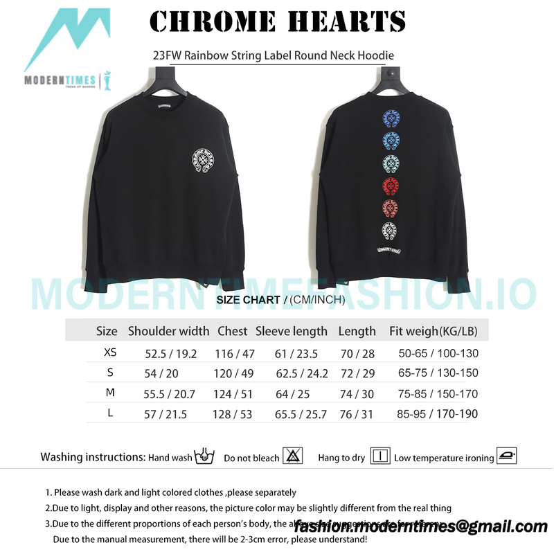 Chrome Hearts - 23FW Rainbow String Label Round Neck Hoodie