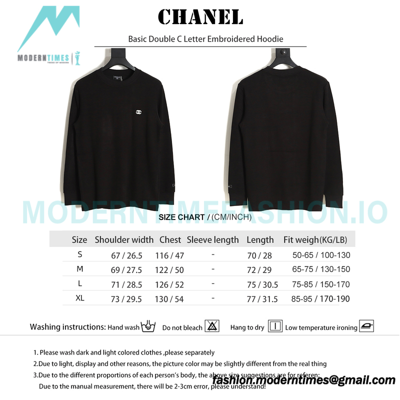 Chanel - Basic Double C Letter Embroidered Hoodie