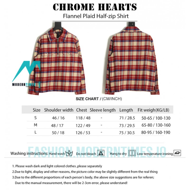 Chrome Hearts - Flannel Plaid Half-zip Shirt