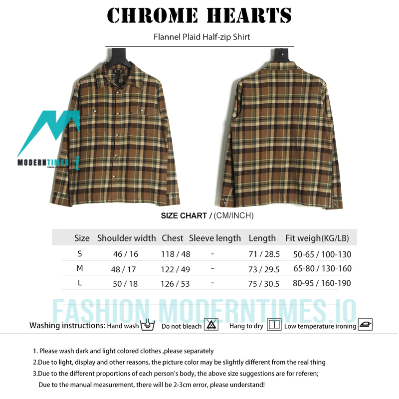 Chrome Hearts - Flannel Plaid Half-zip Shirt