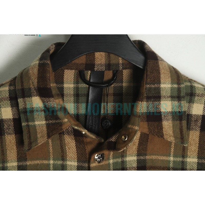 Chrome Hearts - Flannel Plaid Half-zip Shirt