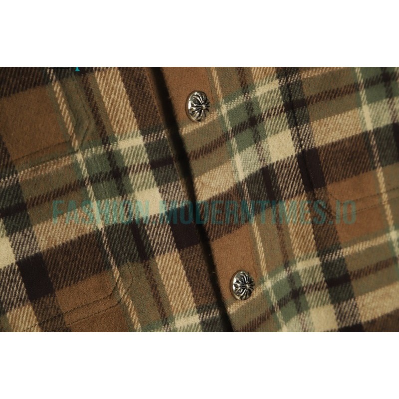 Chrome Hearts - Flannel Plaid Half-zip Shirt