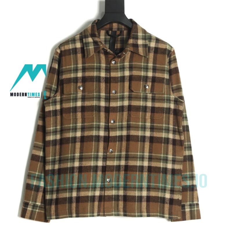 Chrome Hearts - Flannel Plaid Half-zip Shirt