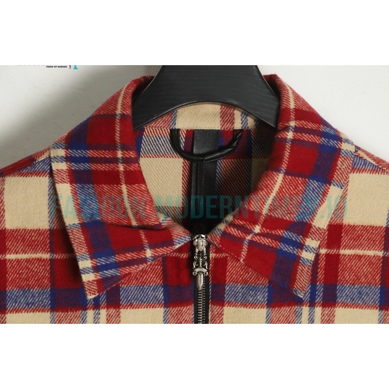Chrome Hearts - Flannel Plaid Half-zip Shirt