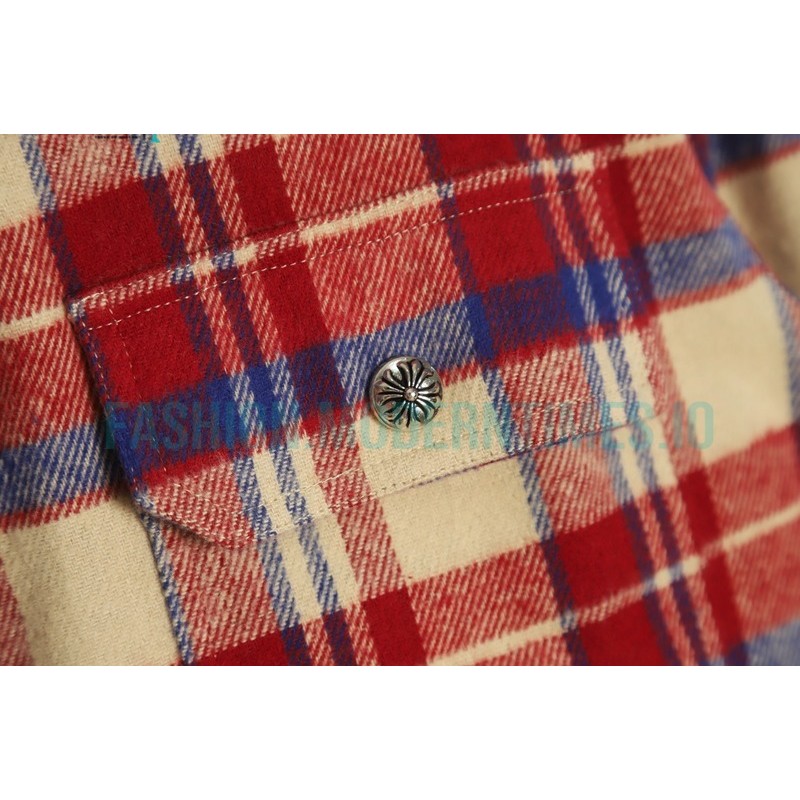 Chrome Hearts - Flannel Plaid Half-zip Shirt