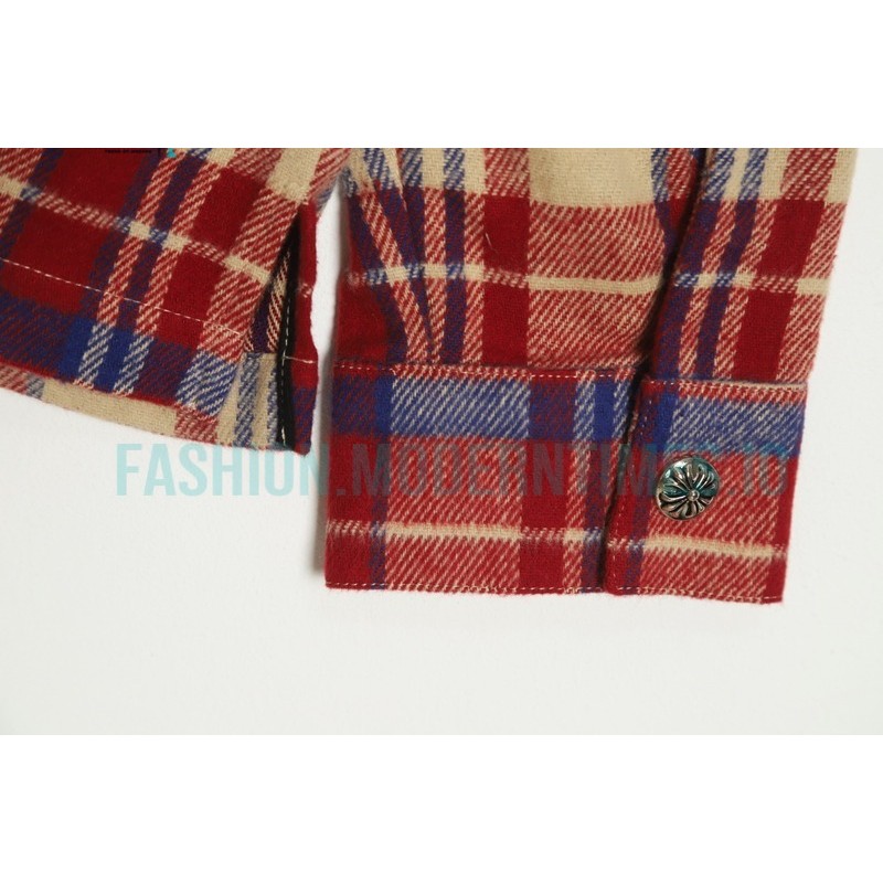 Chrome Hearts - Flannel Plaid Half-zip Shirt
