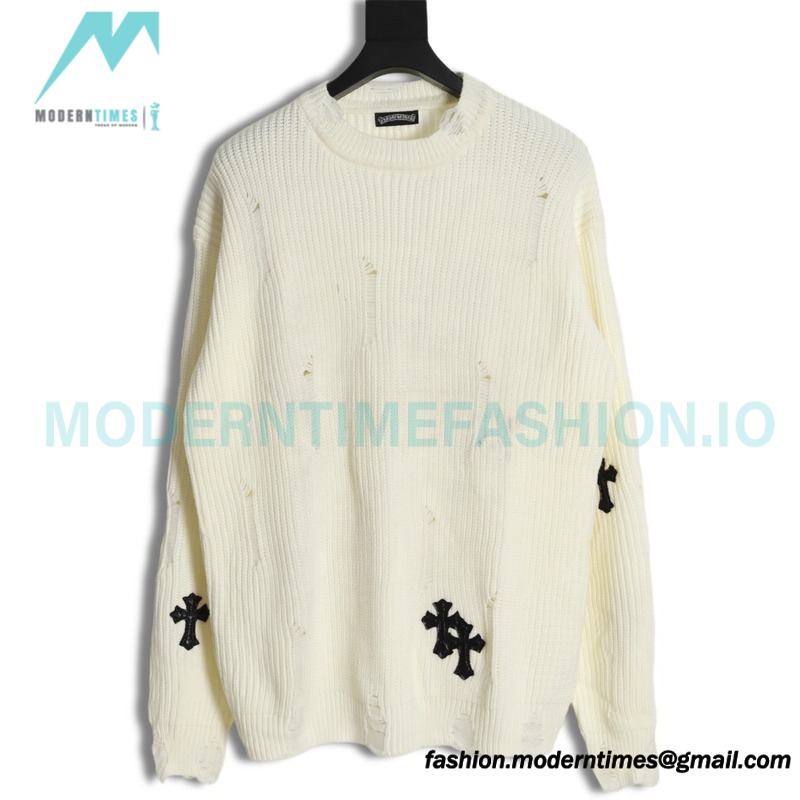 Chrome Hearts - Cross Leather Crewneck Sweater