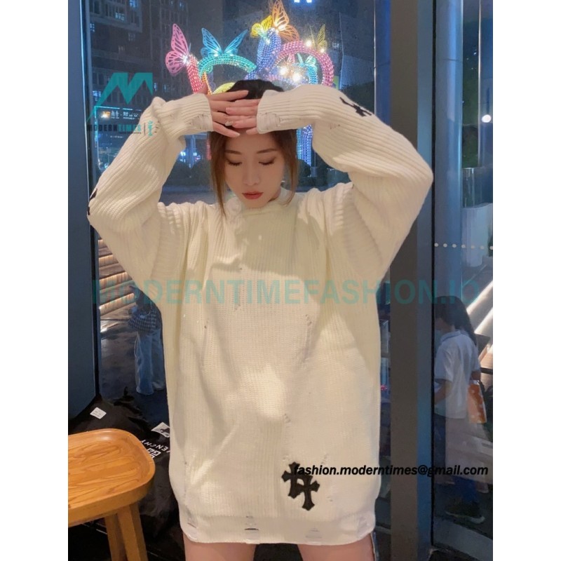 Chrome Hearts - Cross Leather Crewneck Sweater
