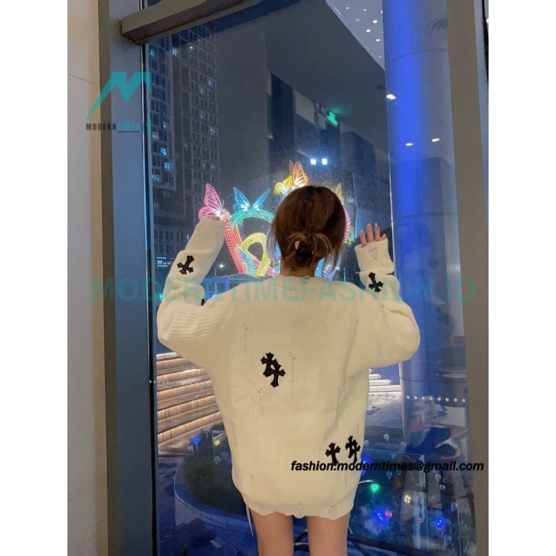 Chrome Hearts - Cross Leather Crewneck Sweater