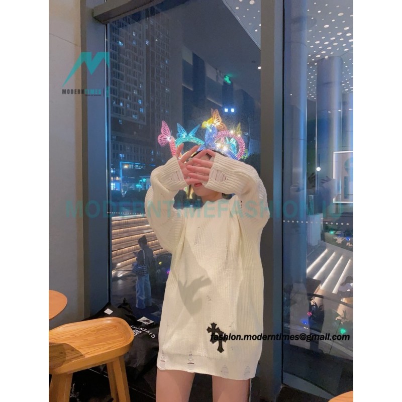 Chrome Hearts - Cross Leather Crewneck Sweater