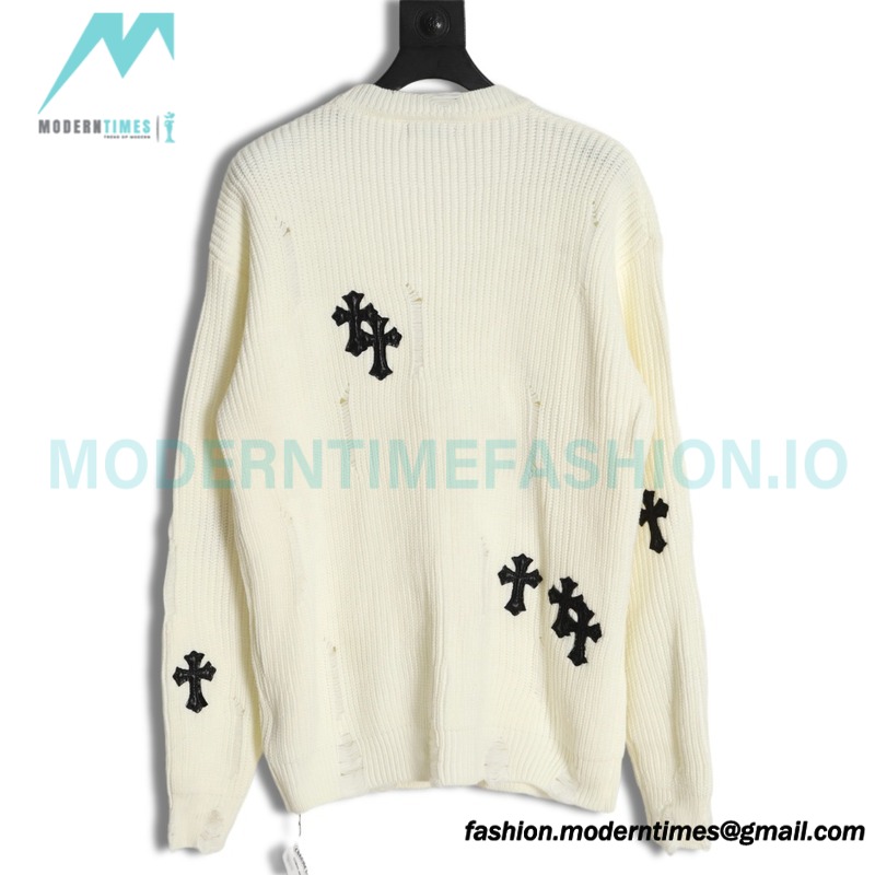 Chrome Hearts - Cross Leather Crewneck Sweater