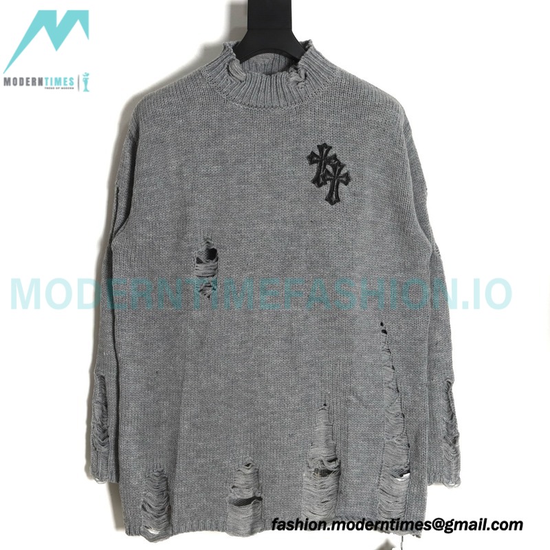 Chrome Hearts - Cross Leather Crewneck Sweater