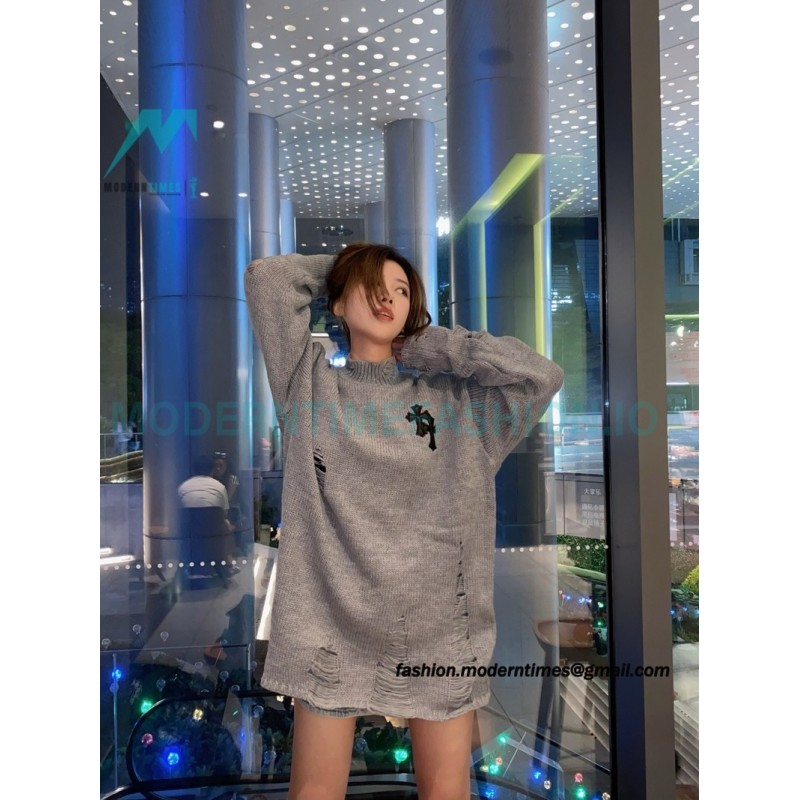 Chrome Hearts - Cross Leather Crewneck Sweater