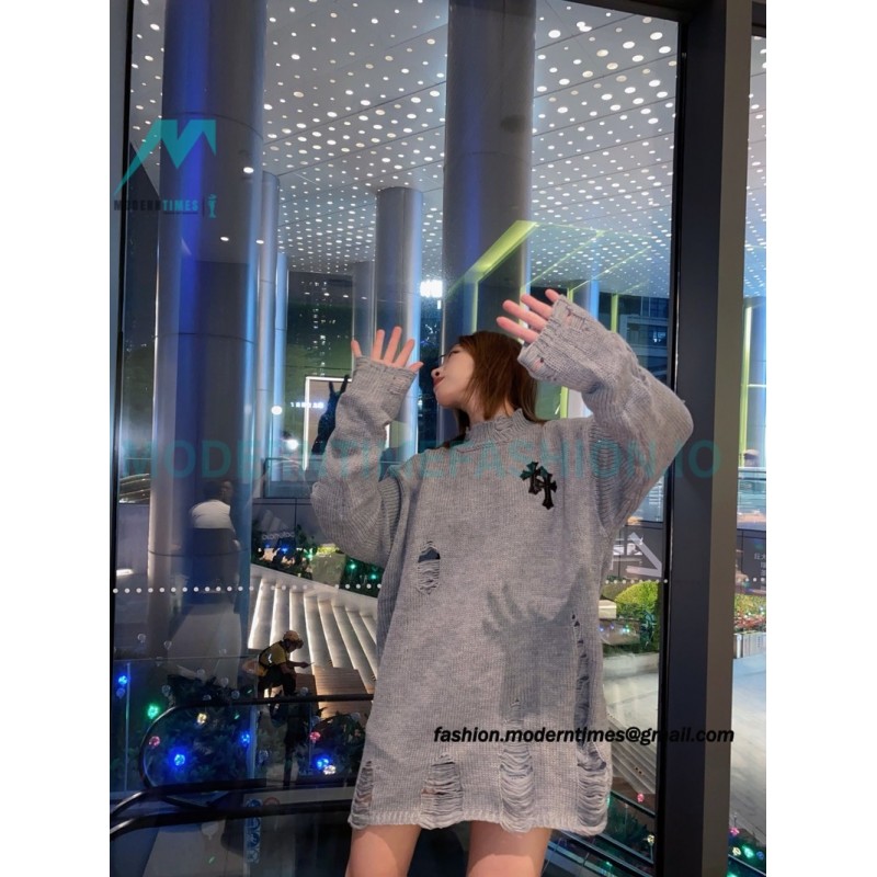 Chrome Hearts - Cross Leather Crewneck Sweater