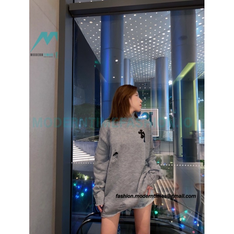 Chrome Hearts - Cross Leather Crewneck Sweater