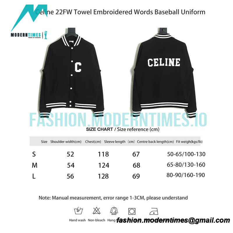 Celine - 22FW Towel Embroidered Words Baseball Uniform