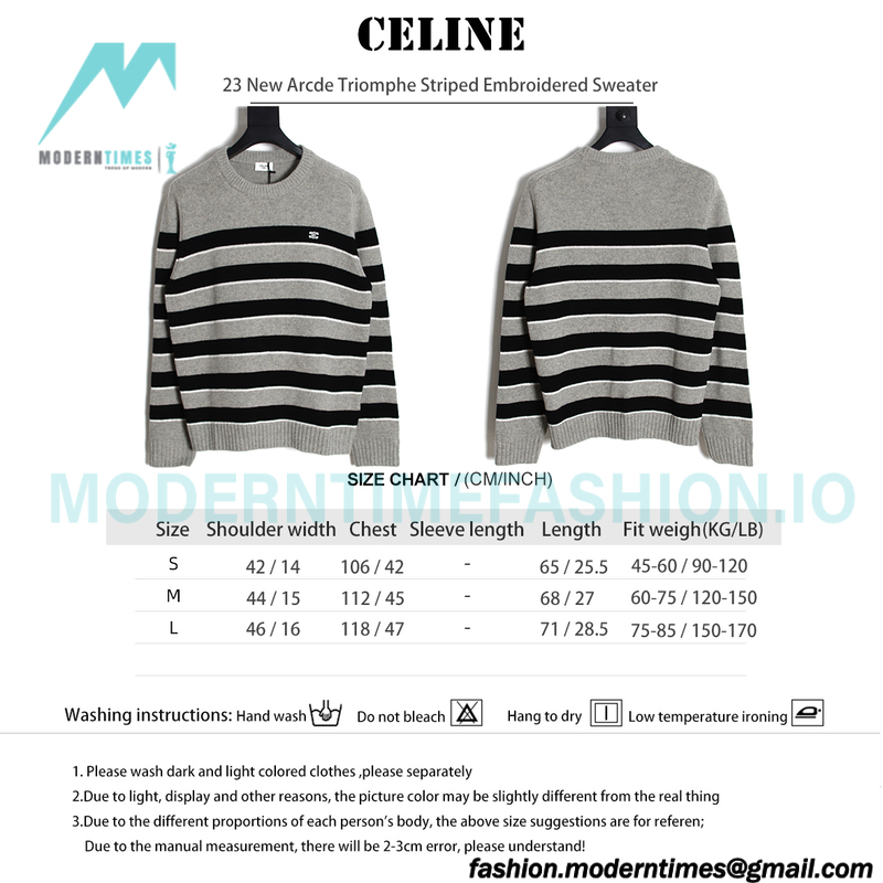 Celine - 23 New Arcde Triomphe Striped Embroidered Sweater