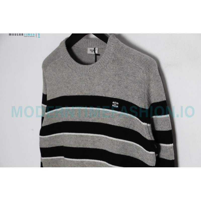 Celine - 23 New Arcde Triomphe Striped Embroidered Sweater