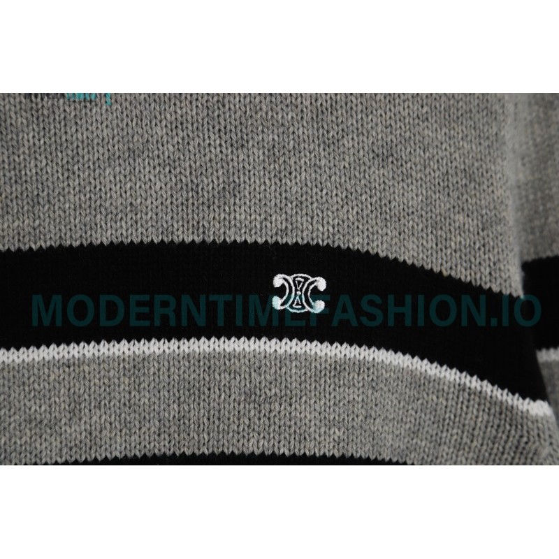 Celine - 23 New Arcde Triomphe Striped Embroidered Sweater