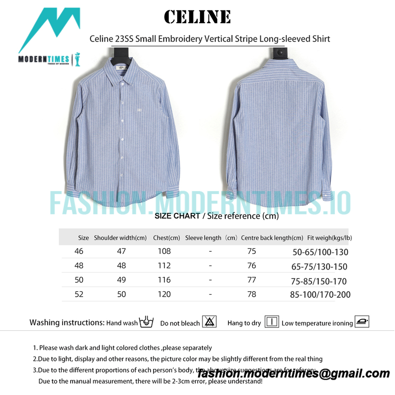 Celine - 23SS Small Embroidery Vertical Stripe Long-sleeved Shirt