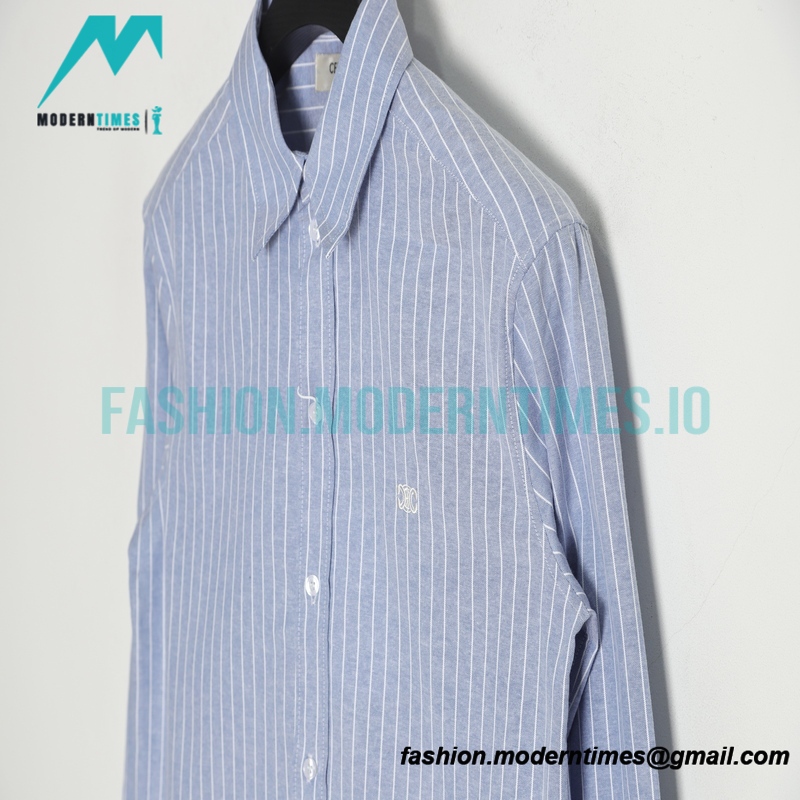Celine - 23SS Small Embroidery Vertical Stripe Long-sleeved Shirt