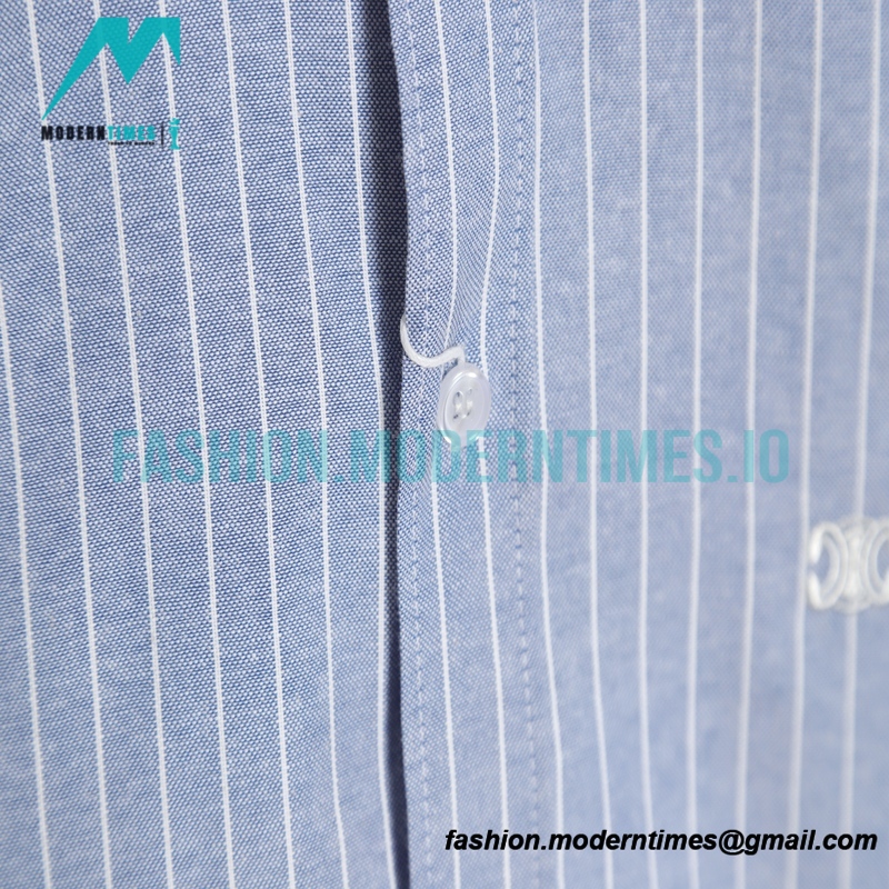 Celine - 23SS Small Embroidery Vertical Stripe Long-sleeved Shirt