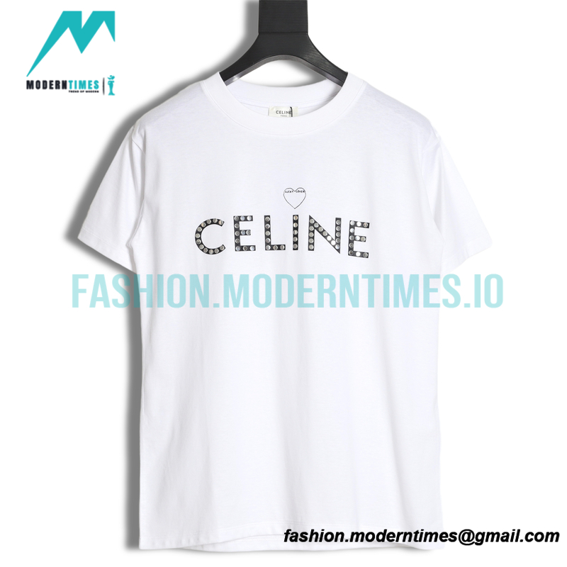 Celine - 22SS Studded Heart Letter Short Sleeve T-shirt