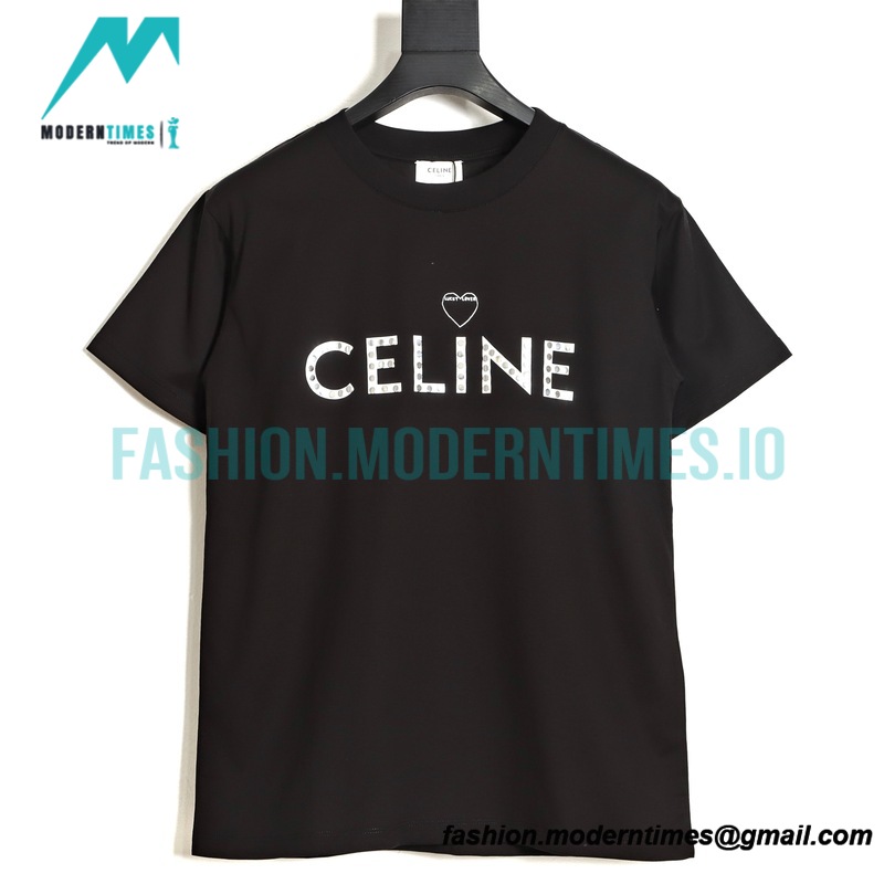 Celine - 22SS Studded Heart Letter Short Sleeve T-shirt