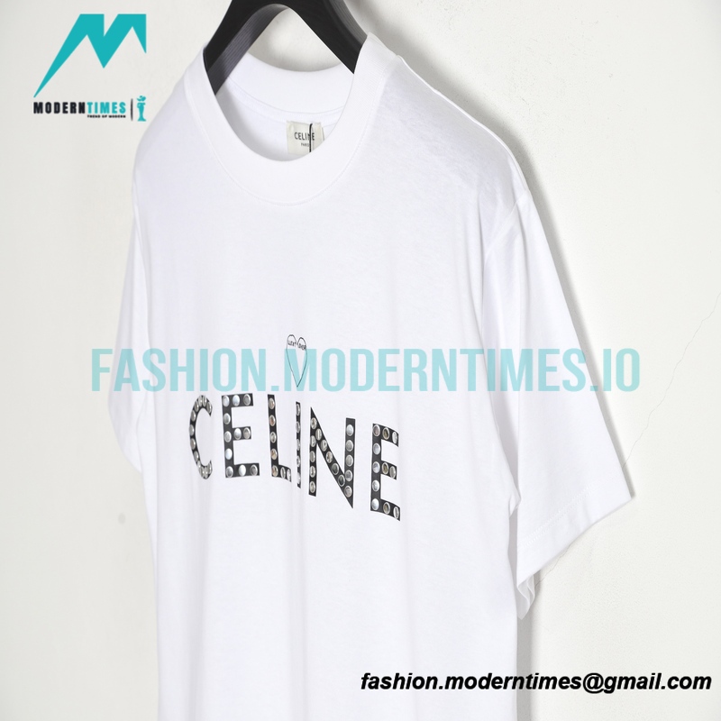 Celine - 22SS Studded Heart Letter Short Sleeve T-shirt
