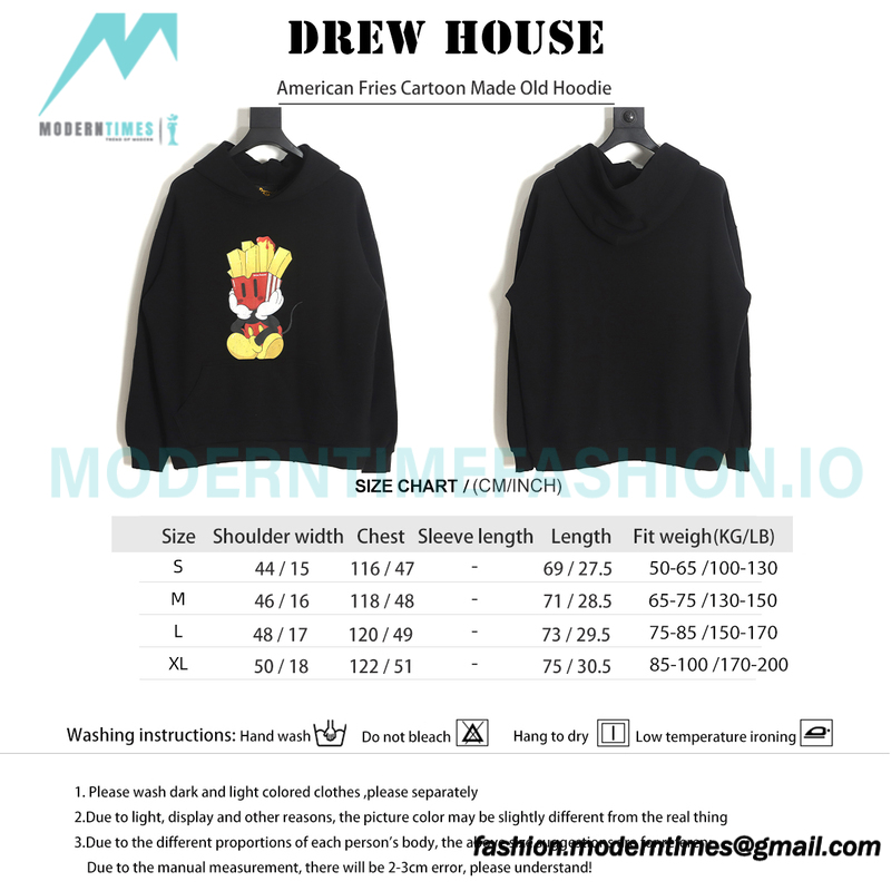 Drew House - American Fries Cartoon Made Old Hoodie