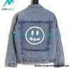 Drew House - Old Denim Jacket With Smiley Face Pattern Washed