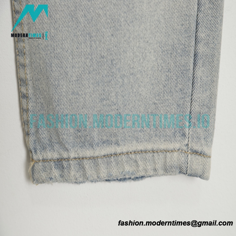 Drew House - 20ss Smiling Face Broken Holes In Washed Embroidered Jeans