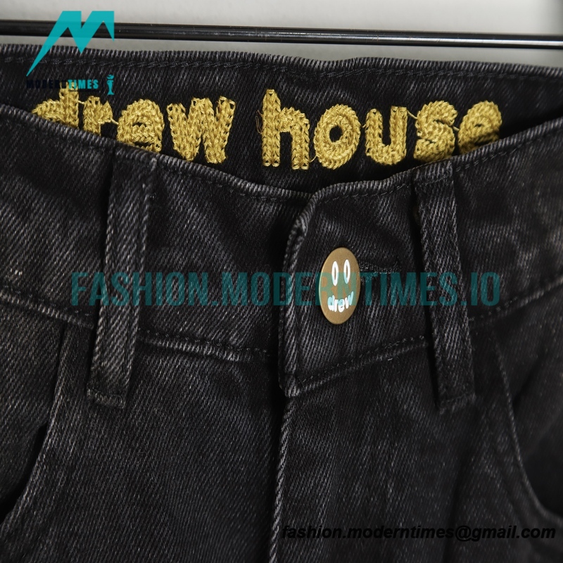 Drew House - 20ss Smiling Face Broken Holes In Washed Embroidered Jeans